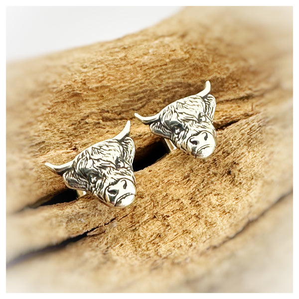Sterling Silver Highland Coo Studs Earrings