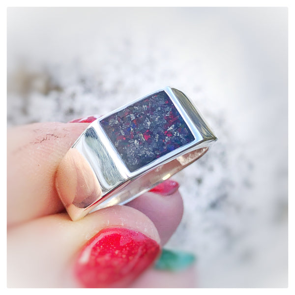 “David” Silver Rectangle Signet Ring