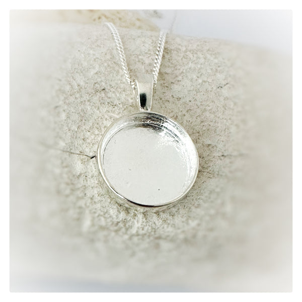 15mm  Round Silver Memorial Necklace