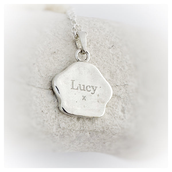 “Lucy” Paw Print Heart Necklace