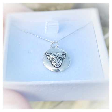 Sterling Silver Highland Cow Necklace