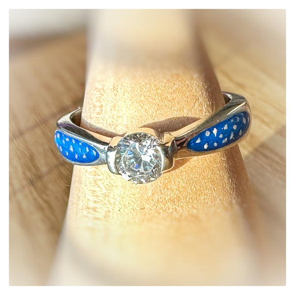 “Stacie” Silver Solitaire Memorial Ring