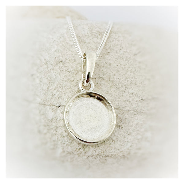 12mm  Round Silver Memorial Necklace