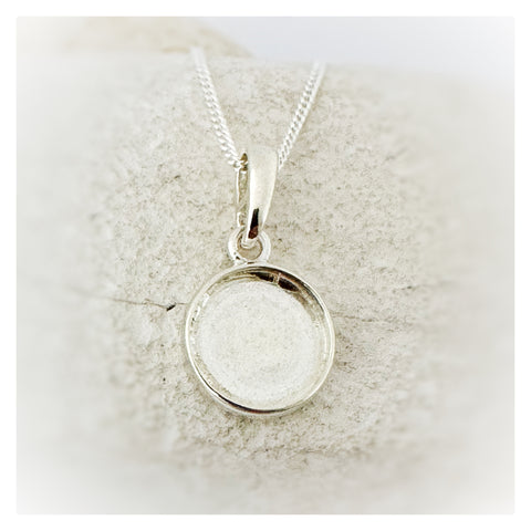 12mm  Round Silver Memorial Necklace