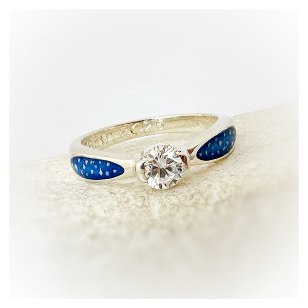 “Stacie” Silver Solitaire Memorial Ring