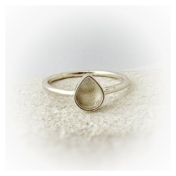 Silver Pear Shaped Stacking Memorial Ring - Size R