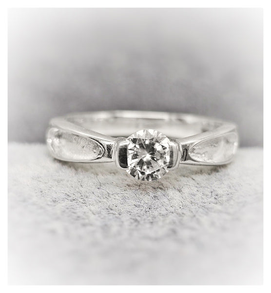Silver Solitaire Memorial Ring