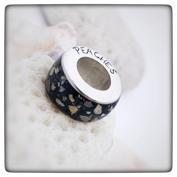 “Mark” Men’s Double Wrap Memorial Bracelet with Personalised Channel Bead (Black Leather)