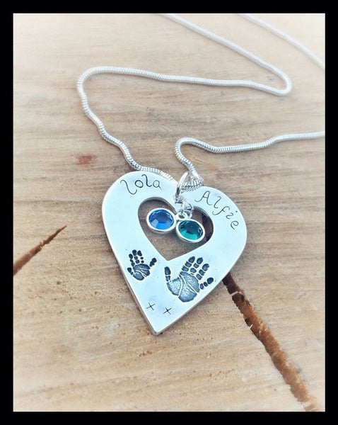 Exclusive Dinky Design "Hands on my Heart" Hand/Foot/Paw Print Pendant/Necklace