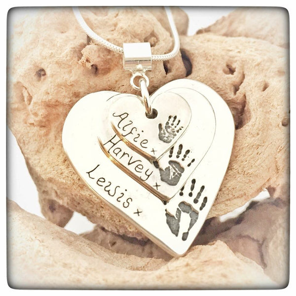Triple Descending Love Heart Pendant / Necklace (Extra Large/Large/Small)