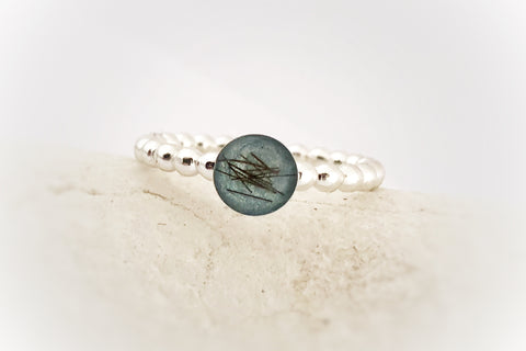 “Rheanna” Silver Beaded Memorial Ring