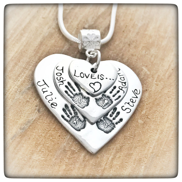 Triple Descending Love Heart Pendant / Necklace (Extra Large/Large/Small)