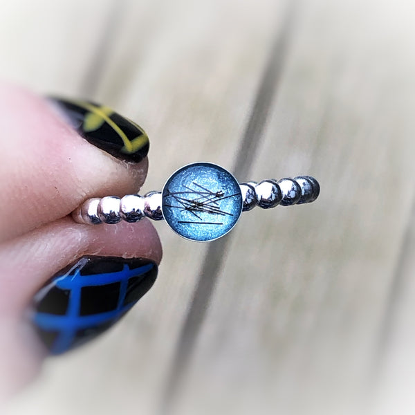 “Rheanna” Silver Beaded Memorial Ring