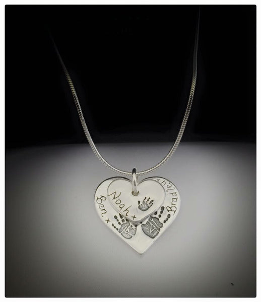 Double Descending Love Heart Pendant / Necklace (Large/Small)