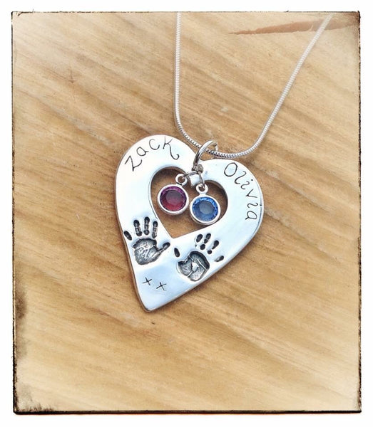 Exclusive Dinky Design "Hands on my Heart" Hand/Foot/Paw Print Pendant/Necklace