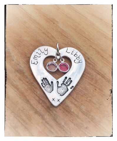 Exclusive Dinky Design "Hands on my Heart" Hand/Foot/Paw Print Pendant/Necklace