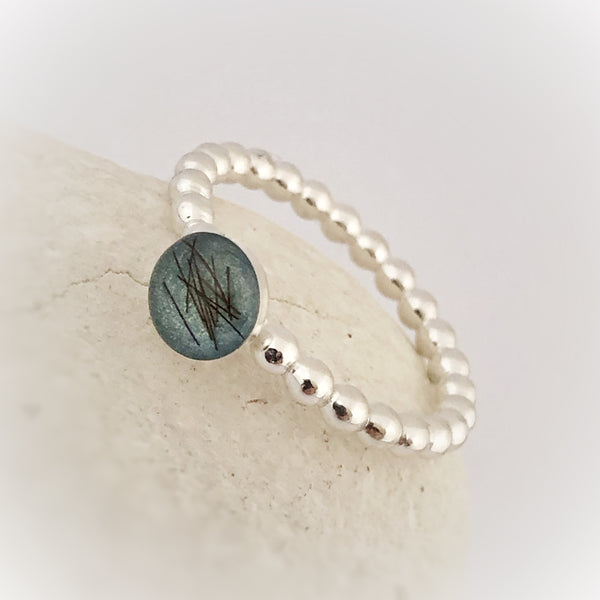 “Rheanna” Silver Beaded Memorial Ring