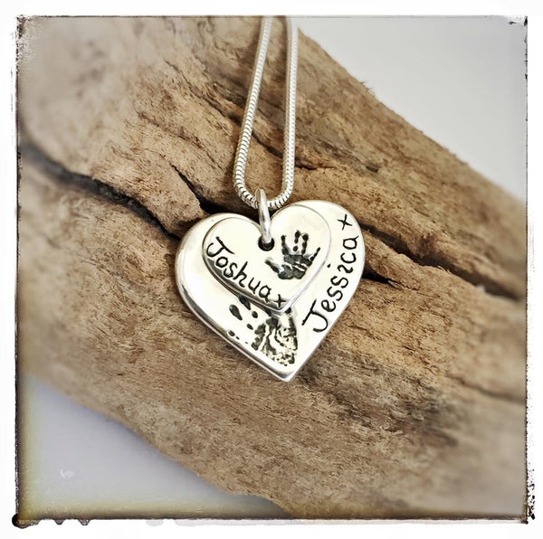 Double Descending Love Heart Pendant / Necklace (Large/Small)