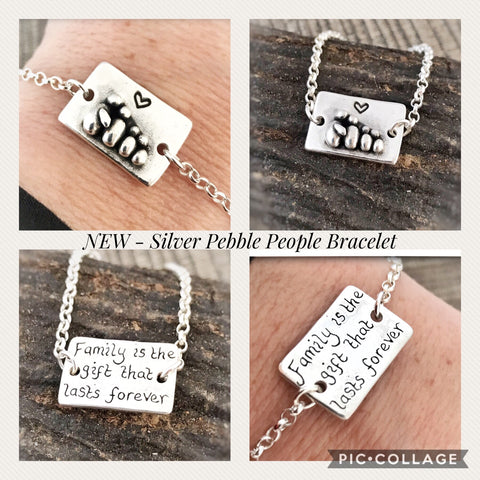Family Silver Pebble People Bracelet