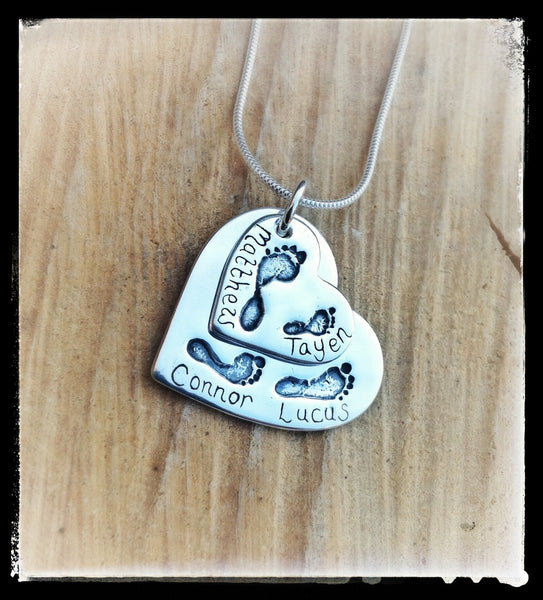 Double Descending Love Heart Pendant / Necklace (Extra Large/Medium)