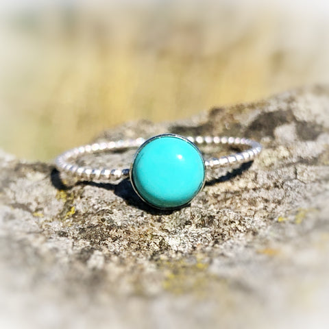 Turquoise Gemstone Silver Ring Size O