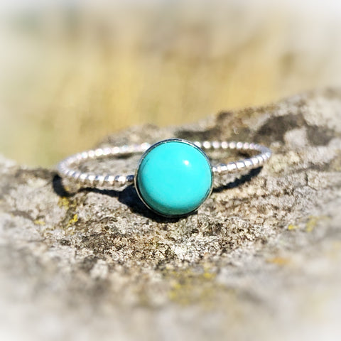 Turquoise Gemstone Silver Ring Size O