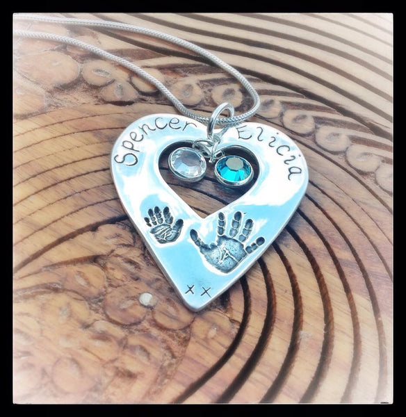 Exclusive Dinky Design "Hands on my Heart" Hand/Foot/Paw Print Pendant/Necklace