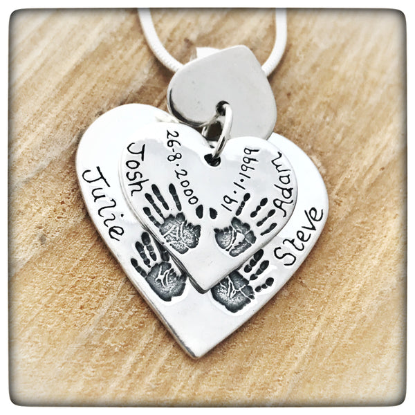 Triple Descending Love Heart Pendant / Necklace (Extra Large/Large/Small)