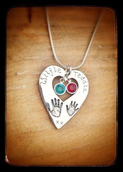 Exclusive Dinky Design "Hands on my Heart" Hand/Foot/Paw Print Pendant/Necklace