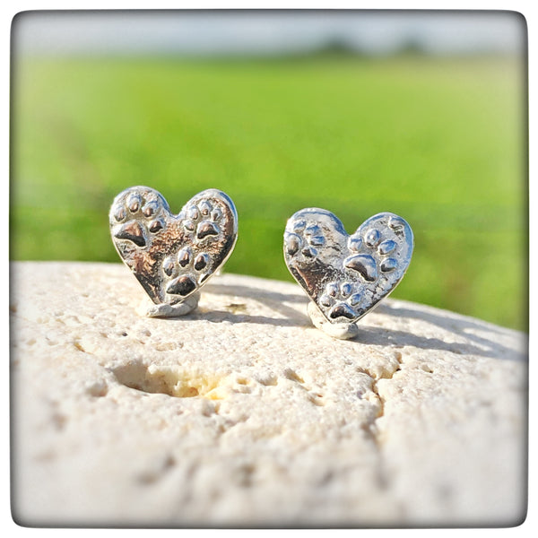 Tiny Silver Subtle Paw Print Stud Earrings