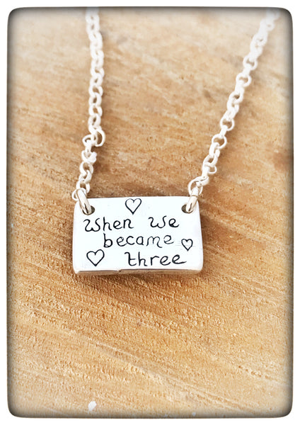 *NEW* "When we became Three" Silver Pebble People Necklace