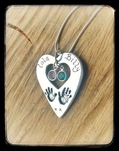 Exclusive Dinky Design "Hands on my Heart" Hand/Foot/Paw Print Pendant/Necklace