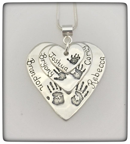Triple Descending Love Heart Pendant / Necklace (Extra Large/Large/Small)