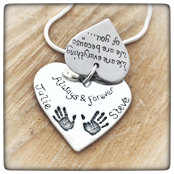 Triple Descending Love Heart Pendant / Necklace (Extra Large/Large/Small)